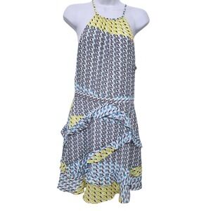 Parker Gia Ruffled Mini Dress Size Medium Keyhole‎ Lined Party NWT